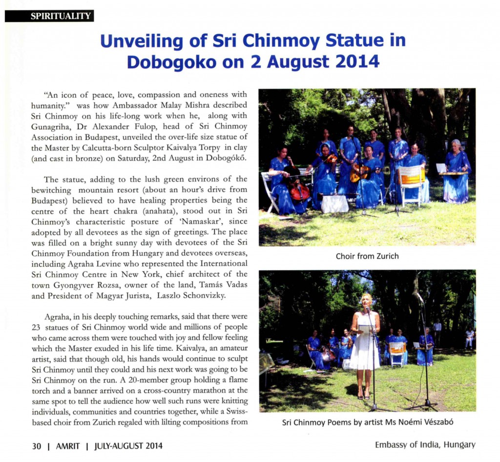 Sri Chinmoy szobor avató 